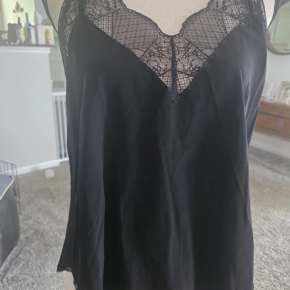 Zadig & Voltaire Black Lace-Trim Satin Cami - Picture 1 of 4